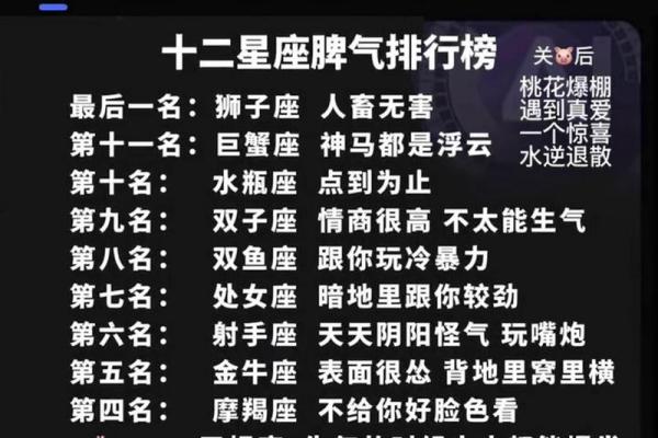 12星座性格分析表大全(十二星座的性格和脾气)