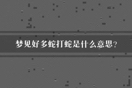 梦见好多蛇好不好