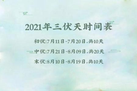 中伏是几月几号2021年